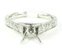 Ladies 18k white gold round diamond semi mount ring 0.60ct
