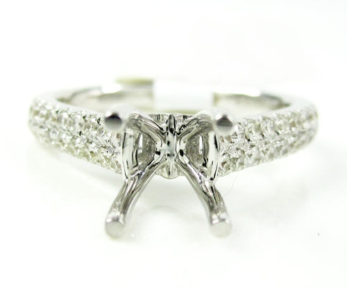 Ladies 18k white gold round diamond semi mount ring 0.48ct
