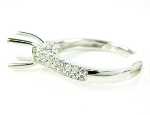 Ladies 18k white gold round diamond semi mount ring 0.48ct