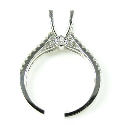 Ladies 18k white gold round diamond semi mount ring 0.48ct