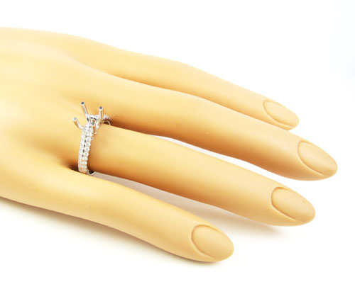 Ladies 18k white gold round diamond semi mount ring 0.48ct