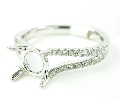 Ladies 18k white gold round diamond semi mount ring 0.30ct