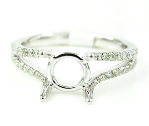 Ladies 18k white gold round diamond semi mount ring 0.30ct