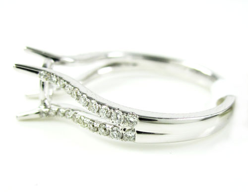 Ladies 18k white gold round diamond semi mount ring 0.30ct