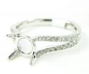 Ladies 18k white gold round diamond semi mount ring 0.30ct