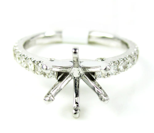 Ladies 18k white gold round diamond semi mount ring 0.60ct