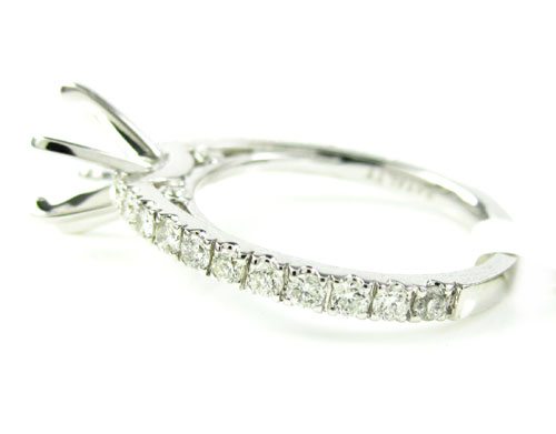 Ladies 18k white gold round diamond semi mount ring 0.60ct