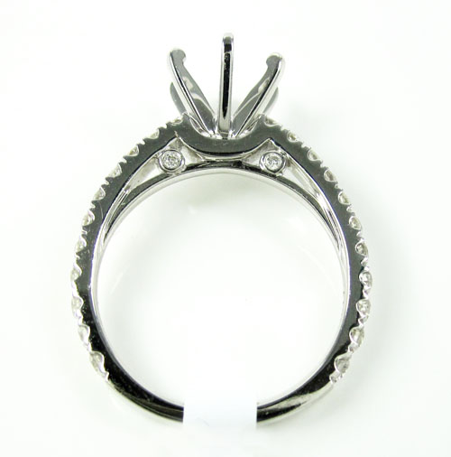 Ladies 18k white gold round diamond semi mount ring 0.60ct