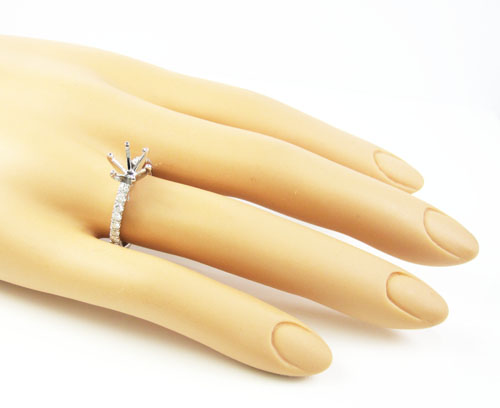 Ladies 18k white gold round diamond semi mount ring 0.60ct