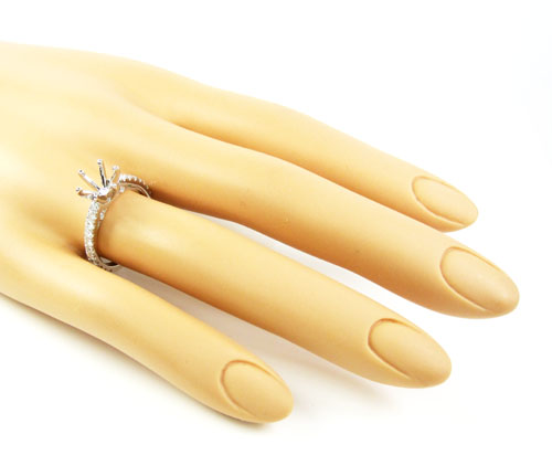 Ladies 18k white gold round diamond semi mount ring 0.60ct