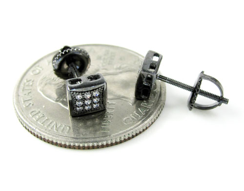 .925 black sterling silver white cz earrings 0.18ct