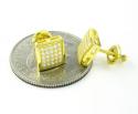 .925 yellow sterling silver white cz earrings 0.50ct