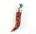 Unisex 18k gold sapphire & diamond italian horn pendant 1.36ct