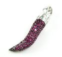 Unisex 18k gold sapphire & diamond italian horn pendant 1.36ct