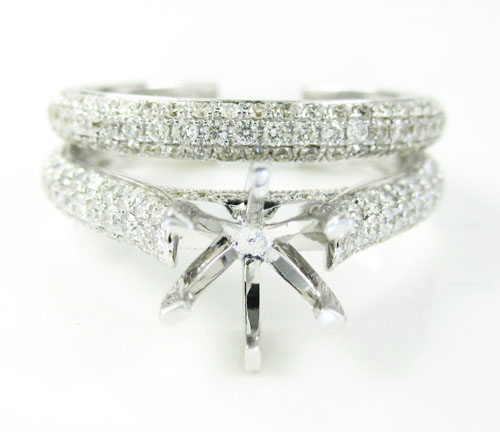 18k white gold diamond semi mount ring set 1.38ct
