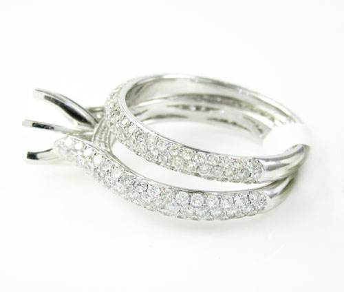 18k white gold diamond semi mount ring set 1.38ct
