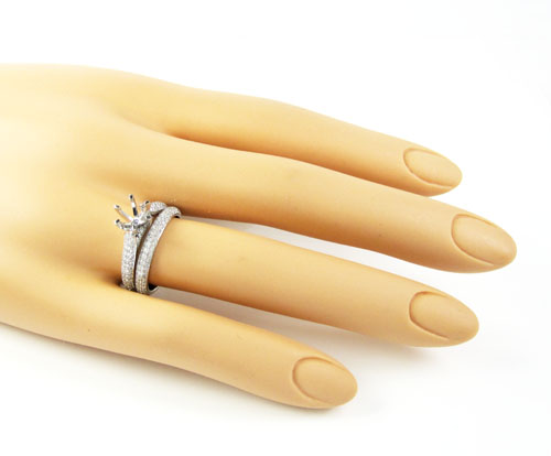 18k white gold diamond semi mount ring set 1.38ct