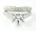 18k white gold diamond semi mount ring set 1.38ct