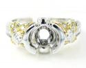 14k two tone gold diamond flower semi mount ring set 0.78ct