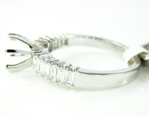 18k white gold baguette diamond semi mount ring set 1.18ct - Image 3