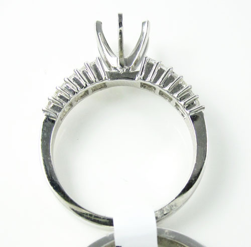 18k white gold baguette diamond semi mount ring set 1.18ct