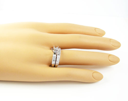 18k white gold baguette diamond semi mount ring set 1.18ct