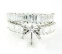 18k white gold baguette diamond semi mount ring set 1.18ct