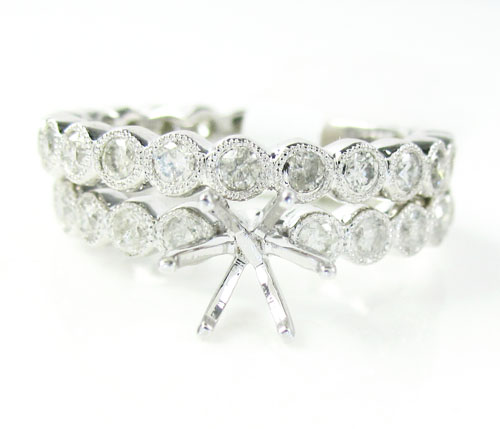 14k white gold round diamond semi mount ring set 1.28ct