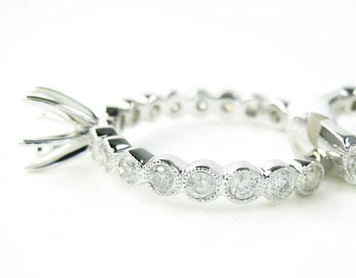 14k white gold round diamond semi mount ring set 1.28ct
