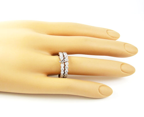 14k white gold round diamond semi mount ring set 1.28ct