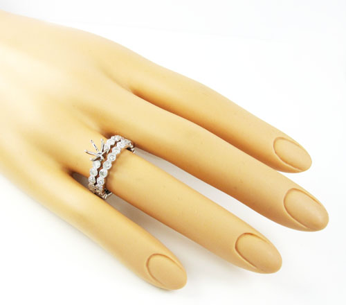 14k white gold round diamond semi mount ring set 1.28ct