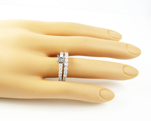 18k white gold round diamond semi mount ring set 2.21ct