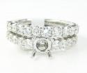 18k white gold round diamond semi mount ring set 2.21ct