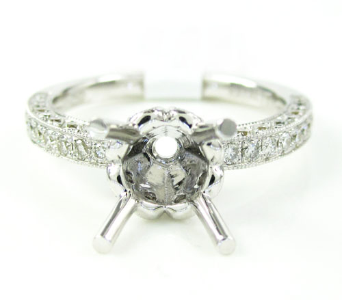 18k white gold round diamond semi mount ring 0.66ct