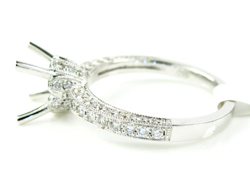 18k white gold round diamond semi mount ring 0.66ct