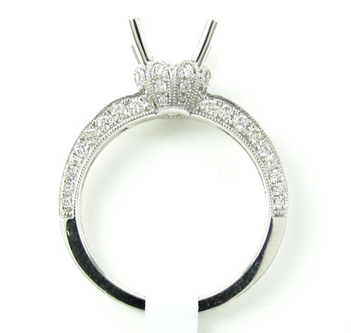 18k white gold round diamond semi mount ring 0.66ct