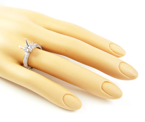 18k white gold round diamond semi mount ring 0.66ct