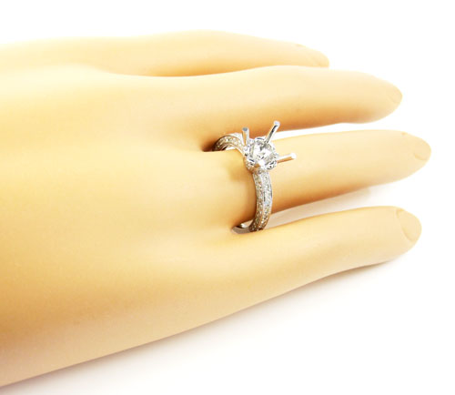 18k white gold round diamond semi mount ring 0.66ct