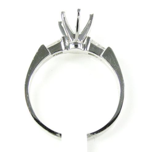 14k white gold baguette diamond semi mount ring 0.14ct