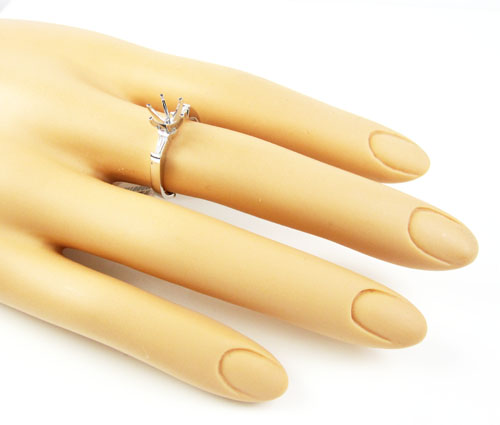 14k white gold baguette diamond semi mount ring 0.14ct