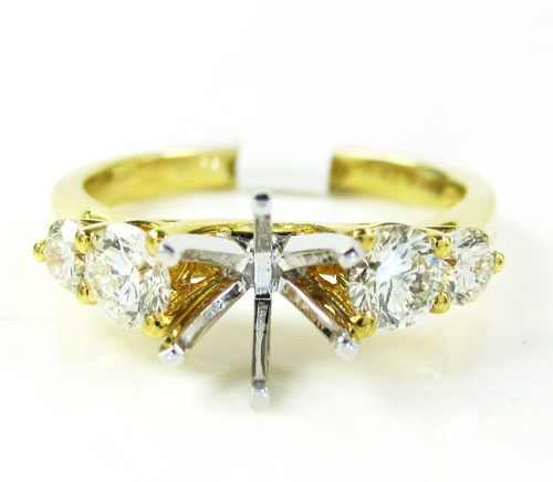 18k yellow gold round diamond semi mount ring 0.79ct
