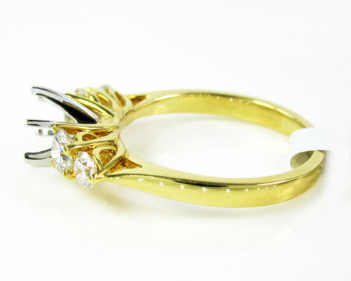 18k yellow gold round diamond semi mount ring 0.79ct - Image 3