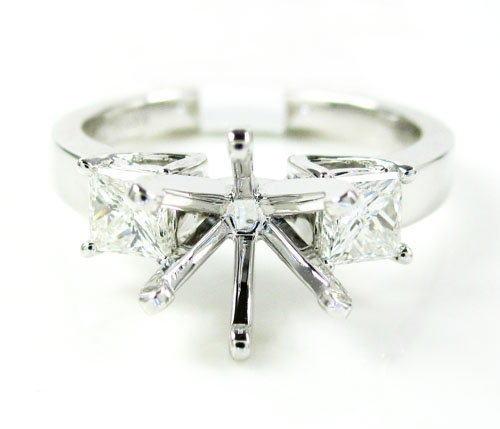 18k white gold princess diamond semi mount ring 0.68ct - Image 2