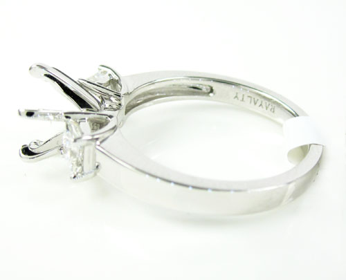 18k white gold princess diamond semi mount ring 0.68ct