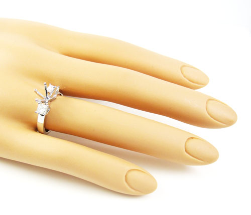 18k white gold princess diamond semi mount ring 0.68ct