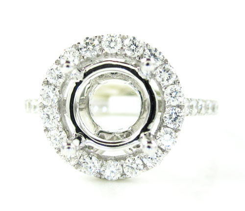 18k white gold round diamond semi mount ring 0.90ct