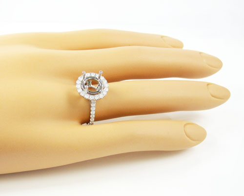 18k white gold round diamond semi mount ring 0.90ct