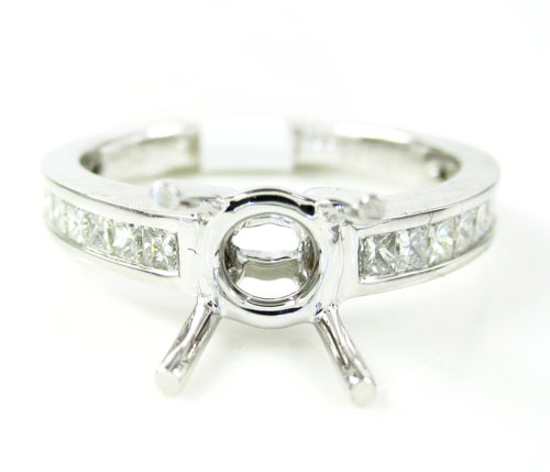 18k white gold princess diamond semi mount ring 0.45ct