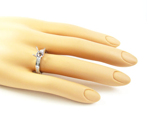 18k white gold princess diamond semi mount ring 0.45ct - Image 5