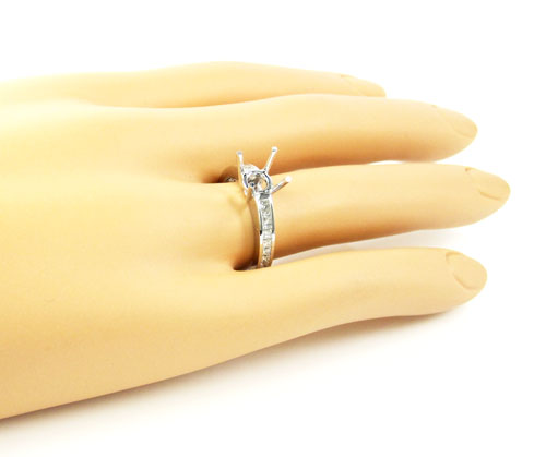 18k white gold princess diamond semi mount ring 0.45ct